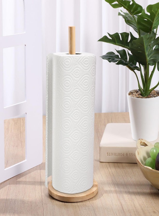 SHENLIU 4Pcs Wood Paper Towel Holder Stand, Kitchen Paper Hanger Rack Bathroom Towel Roll Stand Organizer Non-Slip Countertop Standing Papers Roll Holder for Kitchen Bathroom Countertop - Image 4